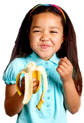 Girl eating a banana